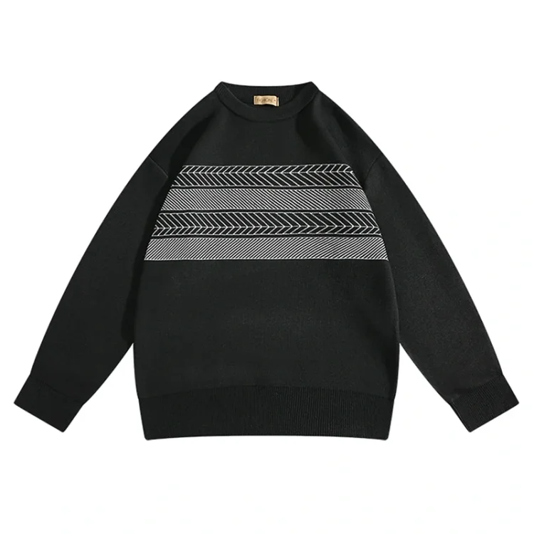 Demandernyc Men's Light Mature Casual Diamond Striped Sweaters Autumn Winter Youth Trendy Street Casual Warm Bottoming Knitwear Male Clothes