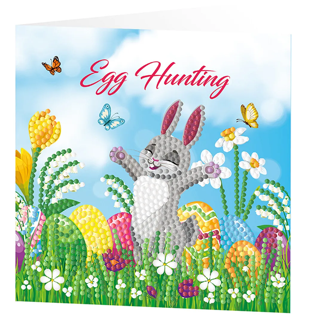 4Pcs Rabbit Easter Egg Theme DIY Diamond Painting Greeting Card Set with Envelopes 5D Unique Rhinestone Arts Card Rhinestone Diamonds Art Postcards for Adults Gifts Families Friends Partners