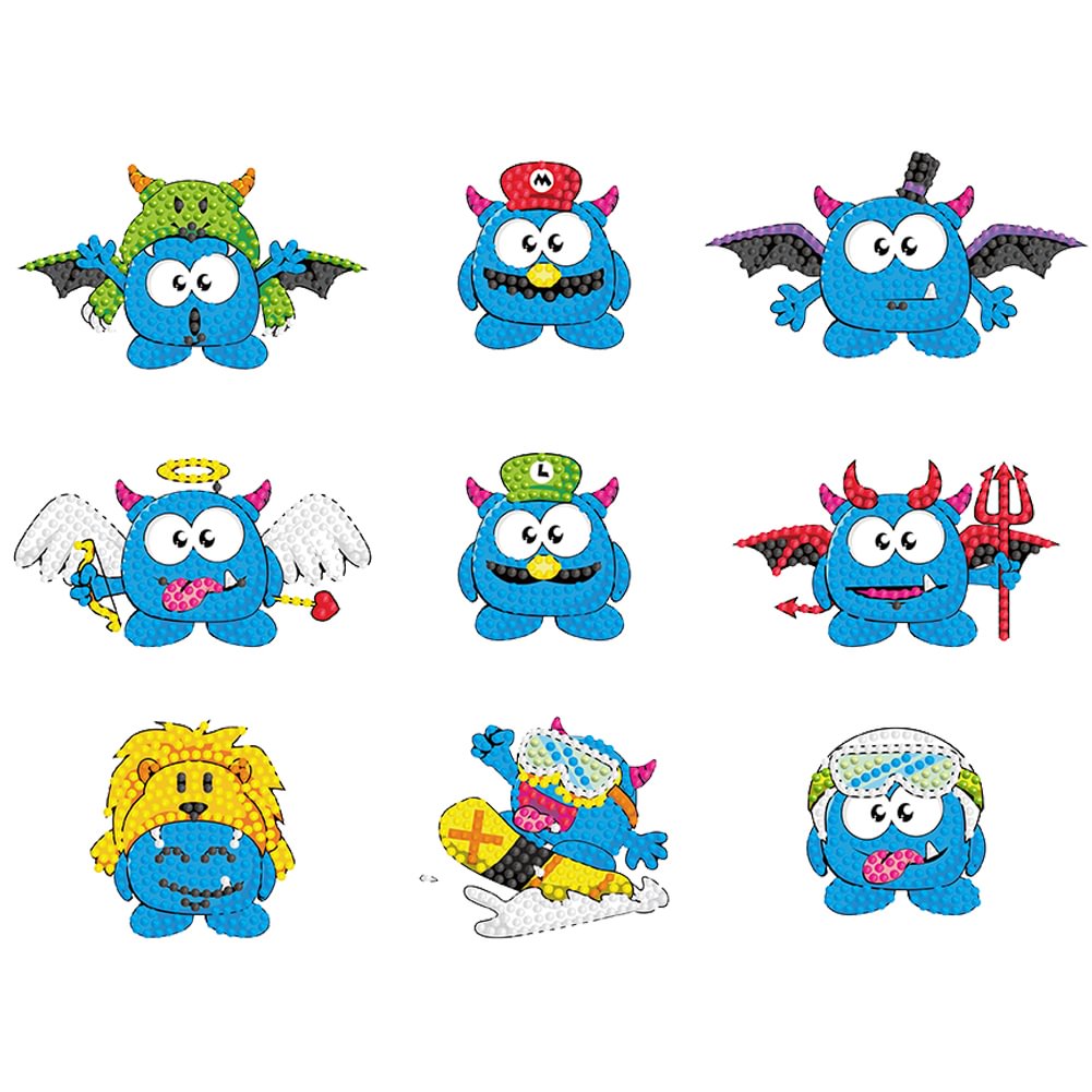 9pcs Diamond Painting Stickers Kits 5D DIY Cartoon Handmade Mosaic