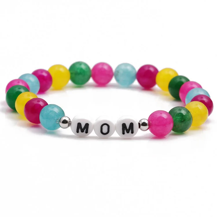 Olivenorma "MOM" Colored Natural Stone Beaded Bracelet