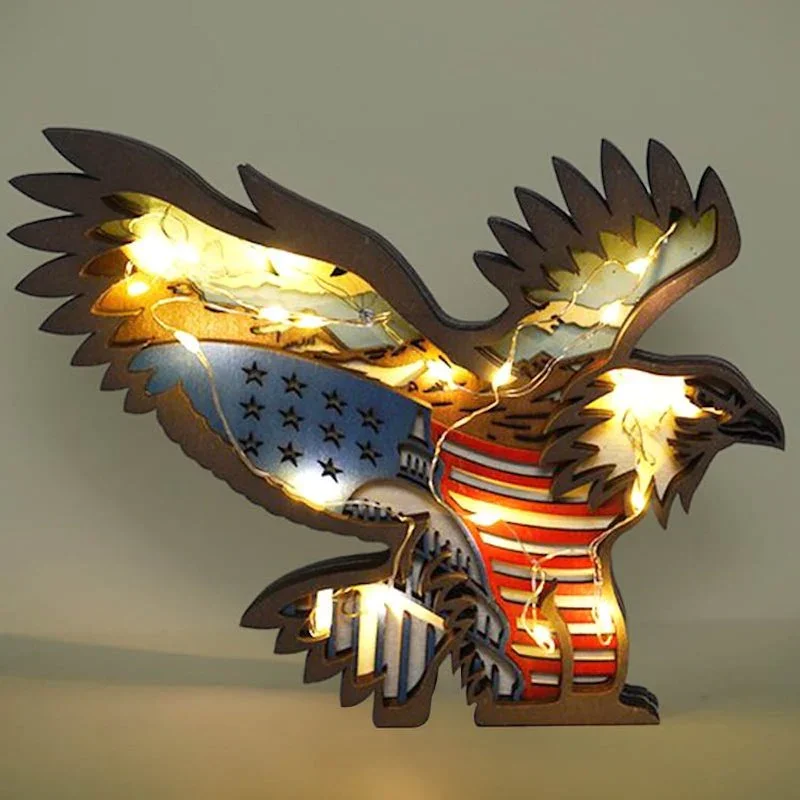 VigorDaily American Flag Bald Eagle Carving Handcraft Gift