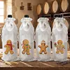 4 Pack DIY Rhinestone Drawstring Wine Gift Bags,  Diamond Painting Wine Decor Bag for Festival Gift Home Table Decor(Gingerbread Man)