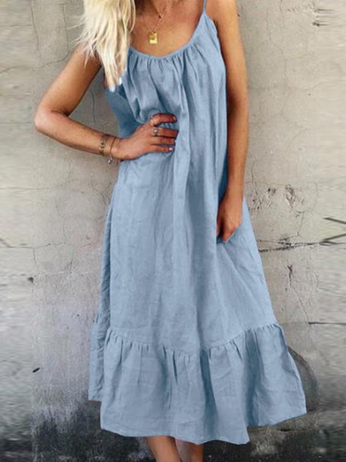 Casual Solid Color Sleeveless Dress