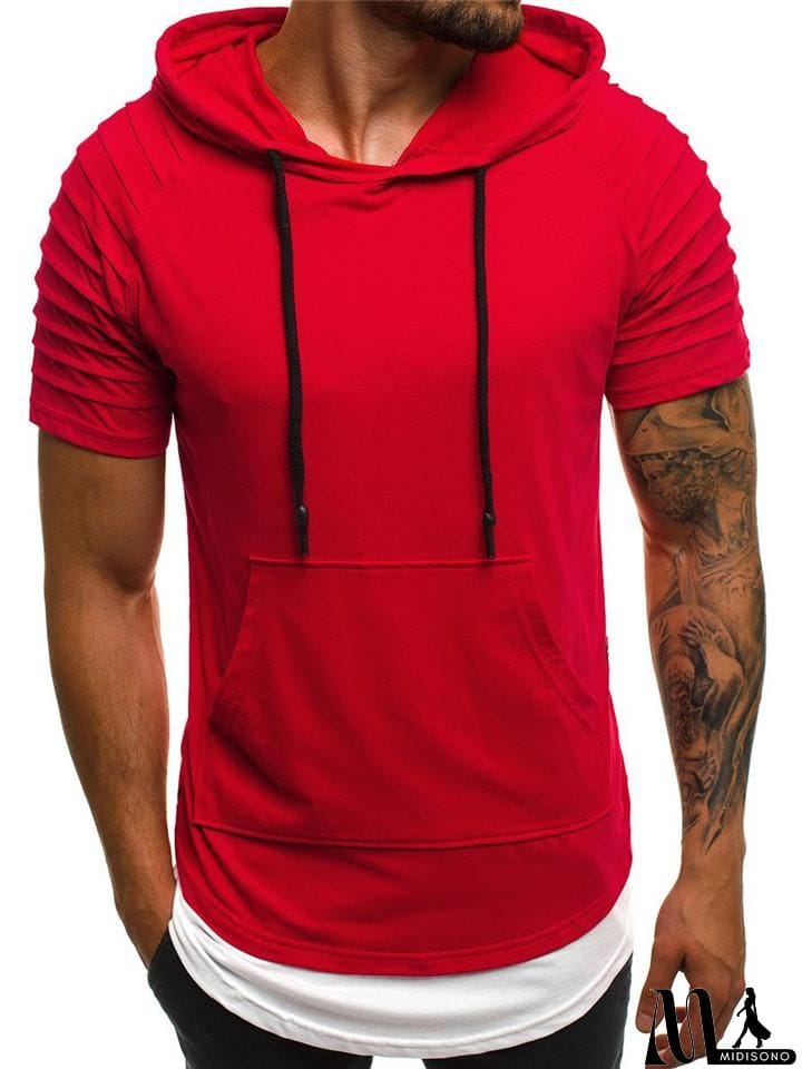 MidiSono - Men's Short Sleeve Hooded Tops