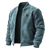 Men's Retro Casual Suede Stand Collar Jacket Baseball Collar Thin Jacket by Inlyline