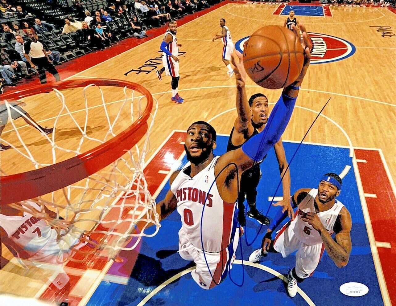 ANDRE DRUMMOND DETROIT PISTONS HAND SIGNED AUTOGRAPHED 11X14 Photo Poster painting WITH JSA COA
