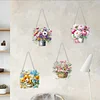 4Pcs Diamond Painting Acrylic Flower Pendant Single Side Drill Home Garden Decor