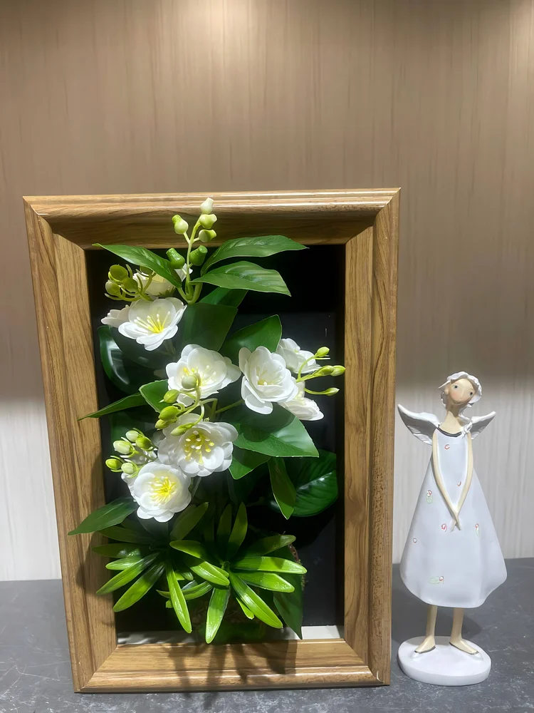  Lifelike & Eco-Friendly Artificial White Jasmine-Like Flower Framed Botanical Display 🌼(Size 8*12 in)