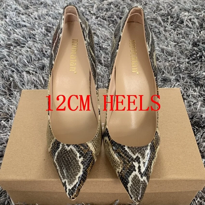 New fashion woman shoes snake printing party wedding shoes big size 35-42 sexy pointed toe female high heels pumps women shoes