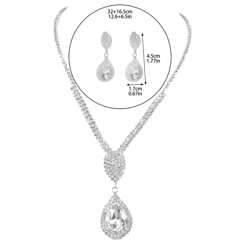 Rhinestone Copper Water Droplets Jewelry Set