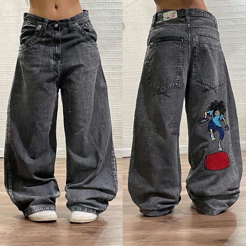 Groksage fall outfits korean Gothic Ripped Large High Waist Y2K Retro Jeans Women Men Harajuku Hip Hop Fashion  Baggy Jeans Denim Pants Wide Leg Trousers