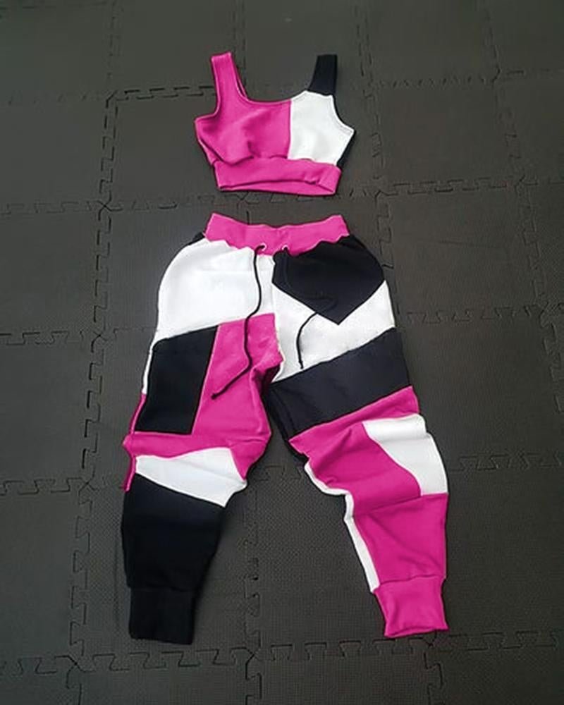 Women's Sporty Patchwork Printed Sets137