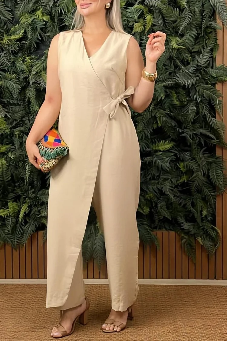 🎁Last Day Sale - 70% OFF🔥Women's Casual V-neck Cross Strap Jumpsuit