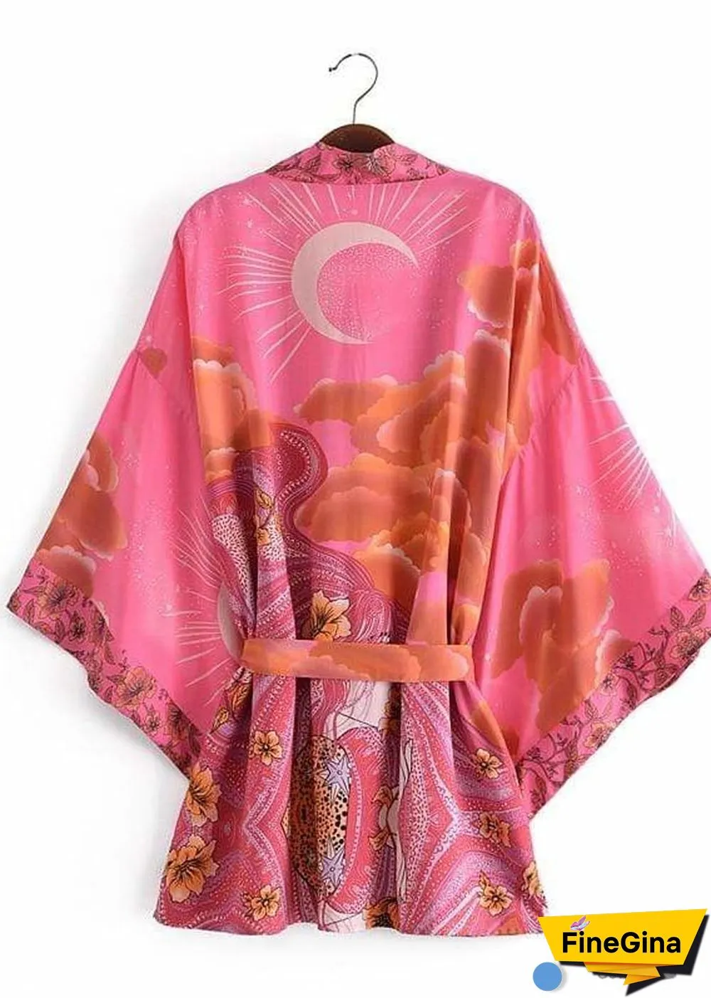 Women's Chic Galaxy Boho Kimono - Pink Dress