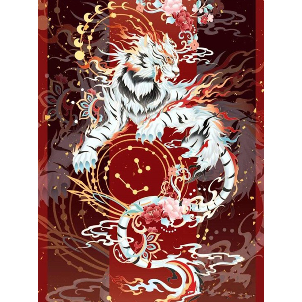 

Mythical Beast White Tiger - 11CT Stamped Cross Stitch - 45*60CM (Big Size), 501 Original