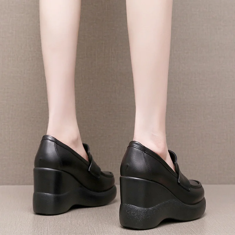 Breakj Breakj And Soft-Soled Thick-Soled Lod Shoes Women's Slope With English Wind One-Legged Leather Shoes Mother Small Leather Shoes Deep Mouth Single Shoes