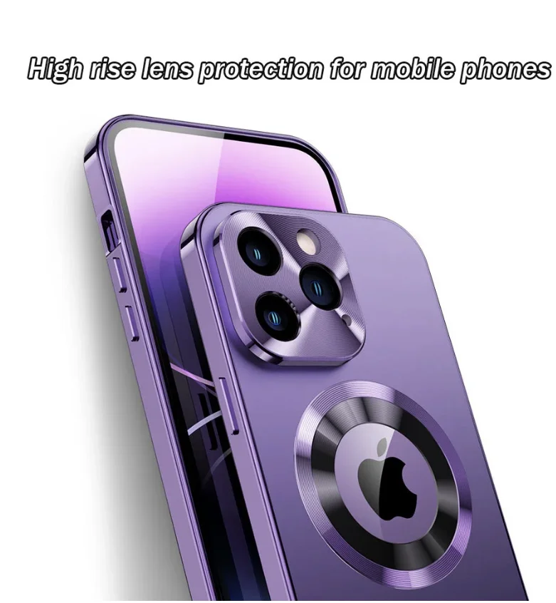 For iPhone 14/15 Series Double-sided Electroplated Glass Magnetic Phone Case