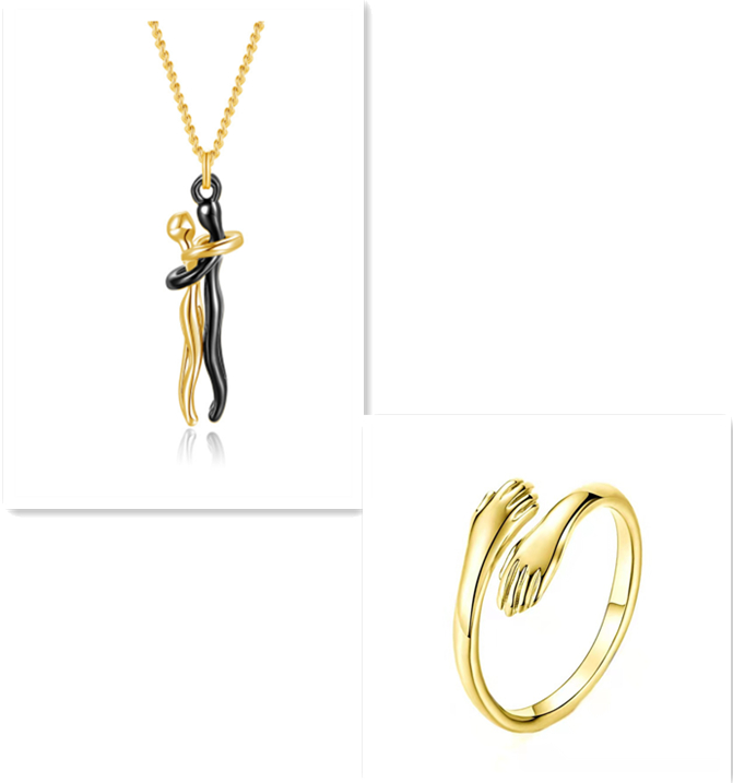 Mature Men & Women Love Hug Necklace Couple Jewelry Simple Temperament Clavicle Chain Valentines Day Lover Gift