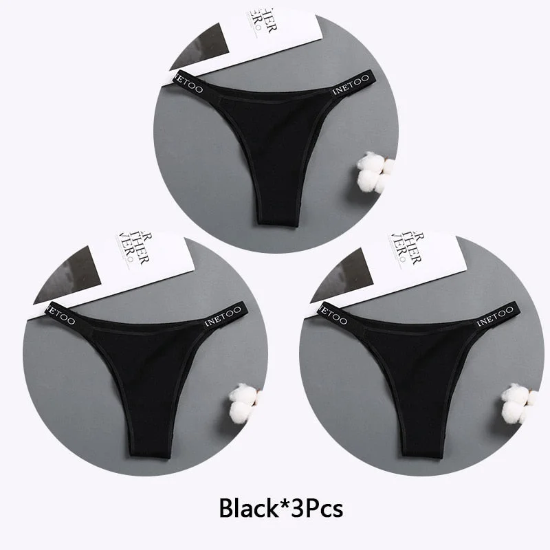 FINETOO 3Pcs/set Women Thongs Fashion Letter Cotton Panties M-XL Female Underpants Ladies Sexy Underwear Women Bikini Panty New
