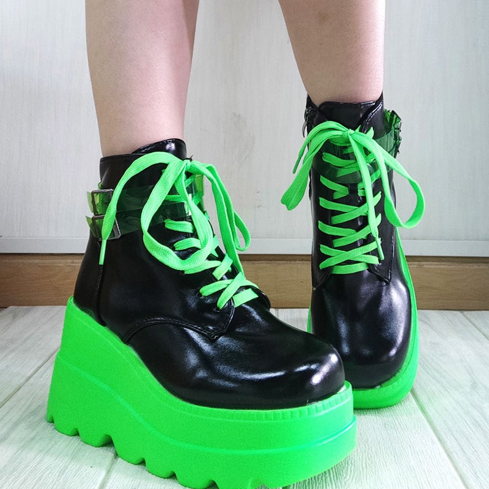 Brand Design 2021 Big sizes 43 Platform High Heels Cosplay Fashionable Autumn Winter Wedges Shoes Ankle Boots Women
