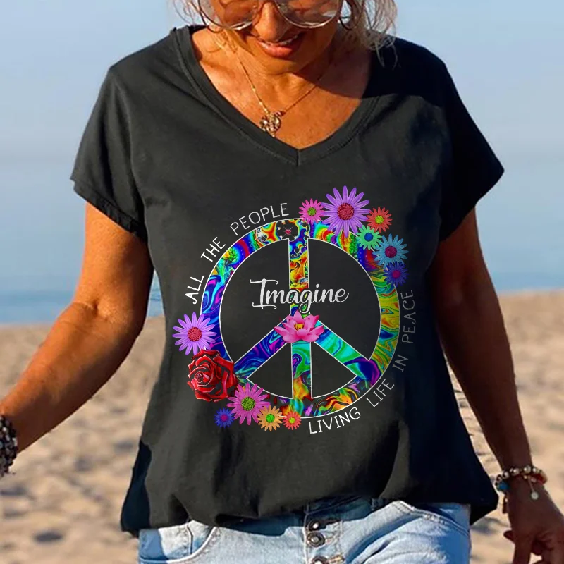 All The People Imagine Living Life In Peace Graphic Tees