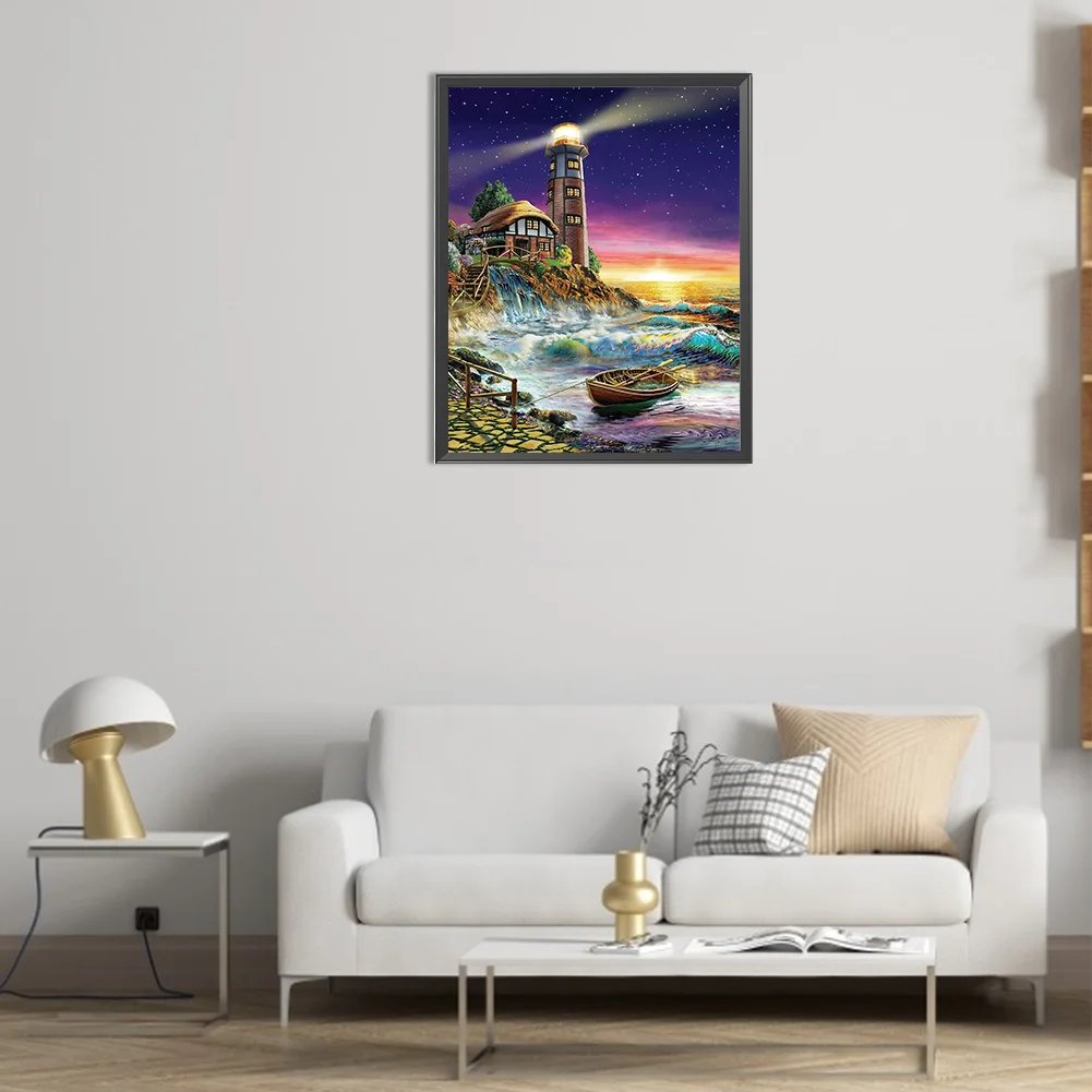 Diamond Painting - Full Square Drill - Seaside Lighthouse Landscape(Canvas|40*50cm)