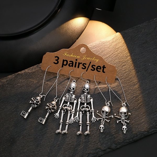 1/3 pair/set new halloween earrings skull skull spider web pumpkin key earrings earrings jewelry gifts - Shop Trendy Women's Fashion | TeeYours