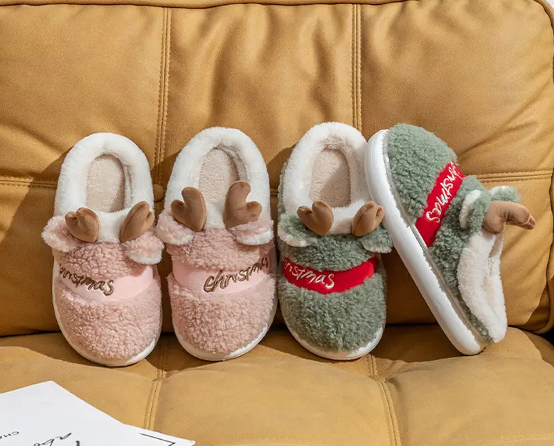 Christmas Shoes Winter Home Slippers Elk Soft Cozy