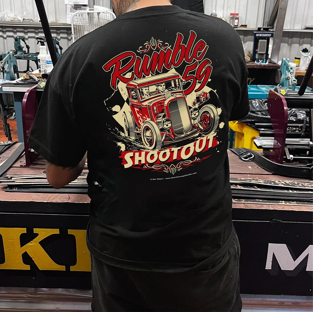 RUMBLE SHOOTOUT Classic Car Print Men's T-shirt