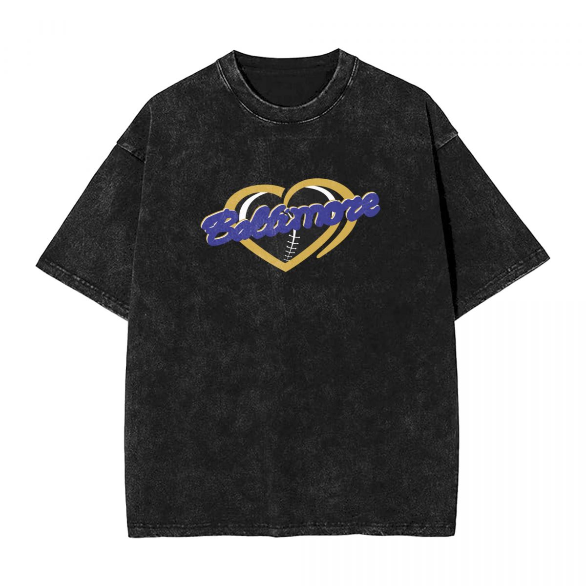 Baltimore Ravens On Hearts Ball Printed Vintage Men's Oversized T-Shirt