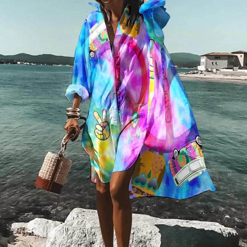 Hippie Colorful Print Midi Dress
