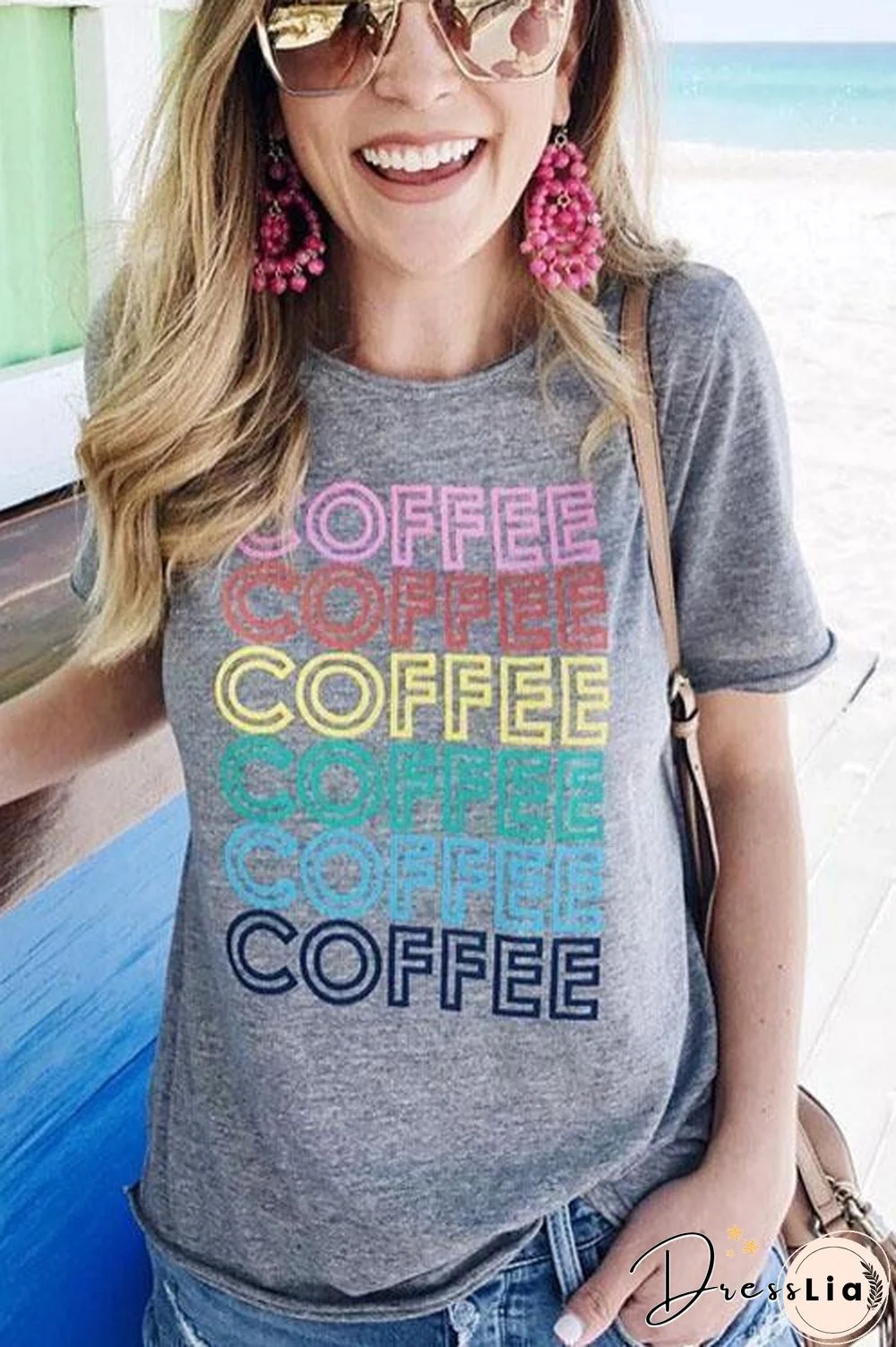 Coffee Letter Print T-shirt