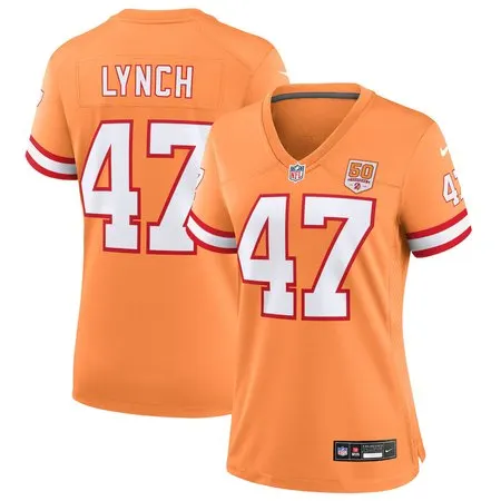 Women's Tampa Bay Buccaneers #47 John Lynch  Creamsicle 50th Season Game Jersey