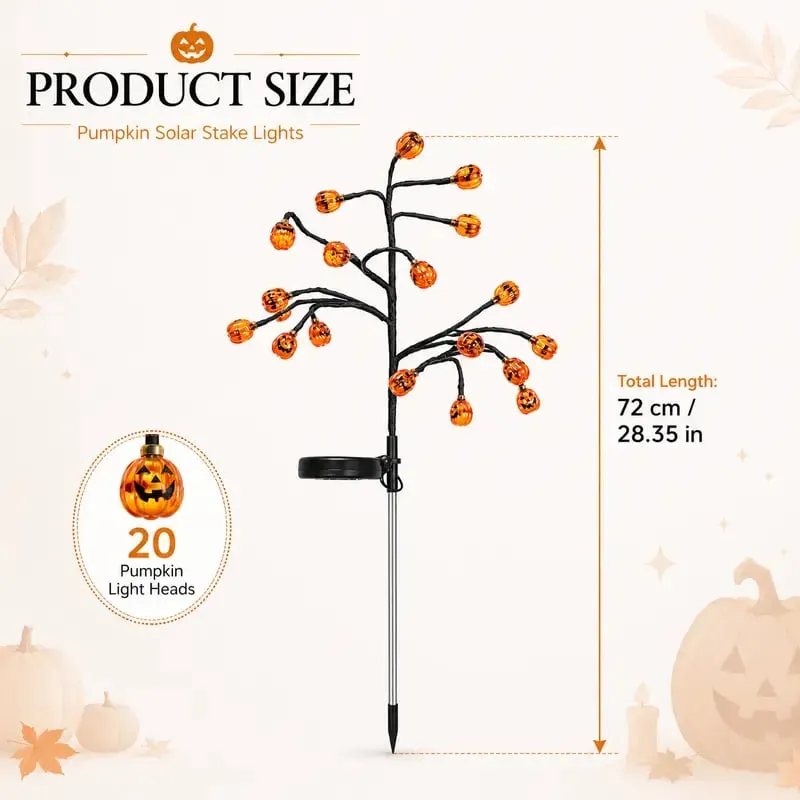 4 piece pumpkin solar stake light set