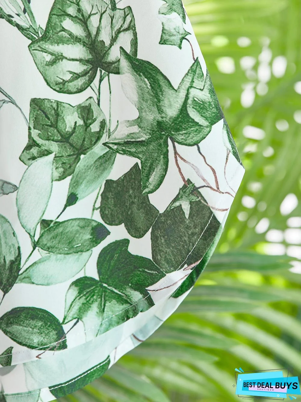 Casual Leaves Long sleeve Shirt Collar Printed Tunic Blouse