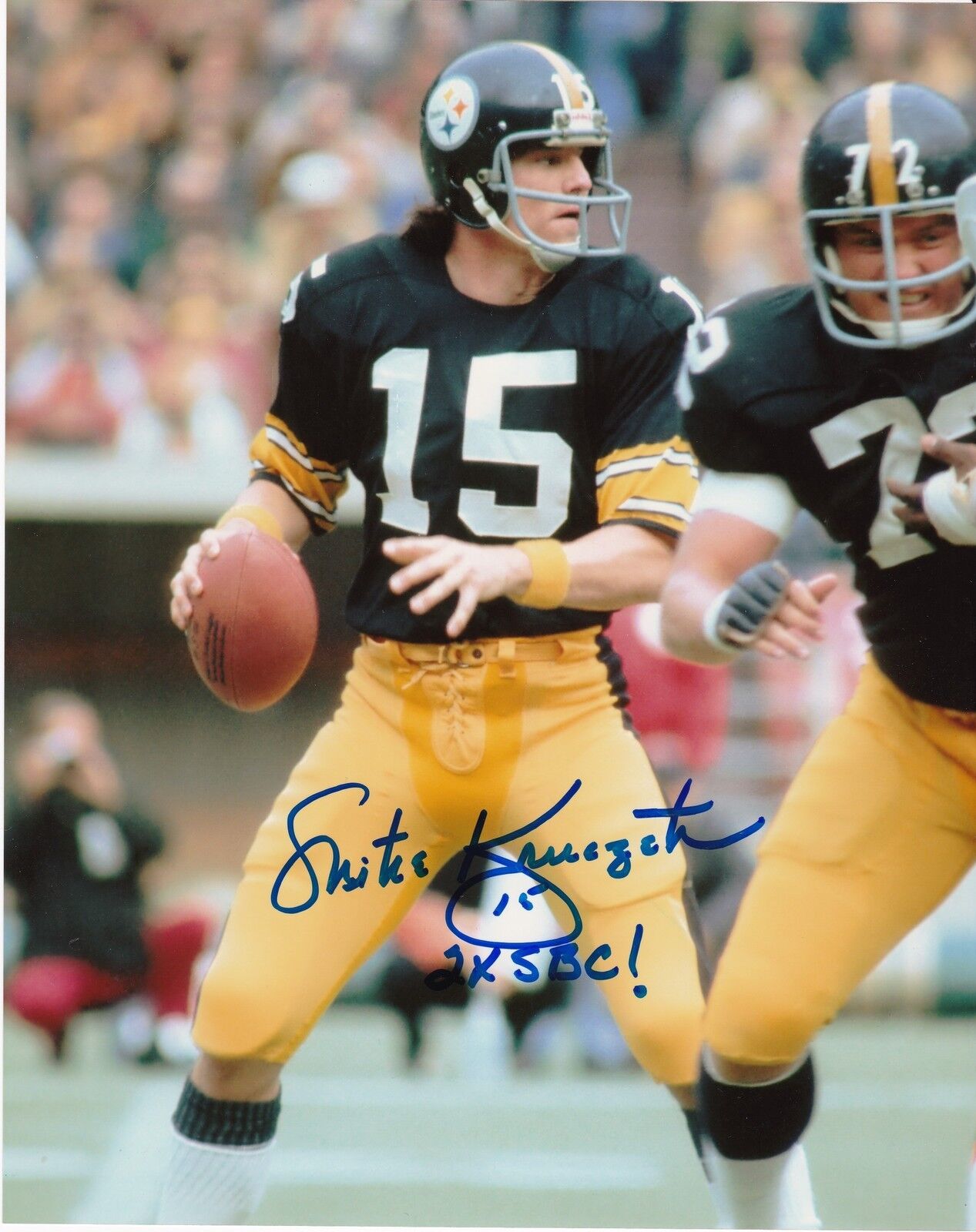 MIKE KRUCZEK PITTSBURGH STEELERS 2 X SB CHAMPS ACTION SIGNED 8x10