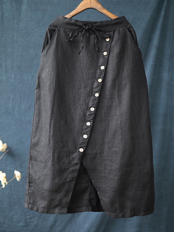 Notch Button Down Drawstring Skirt wearshes