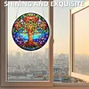 (25cm)DIY Acrylic Jigsaw Puzzle Window Hanging with Hanging Chain DIY Stained Glass Decoration Round Window Puzzle Decor for DIY Craft Project (Floral Tree of Life)