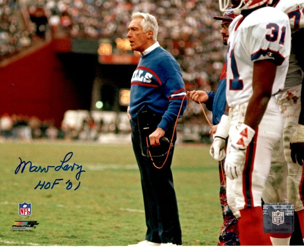 Signed 8x10 MARV LEVY HOF '01 Buffalo Bills Autographed Photo Poster painting - w/COA