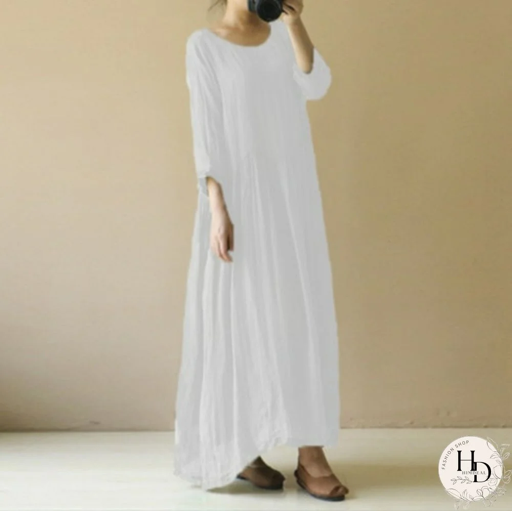 Linen Crew Neck Shift Holiday Casualdress Linen