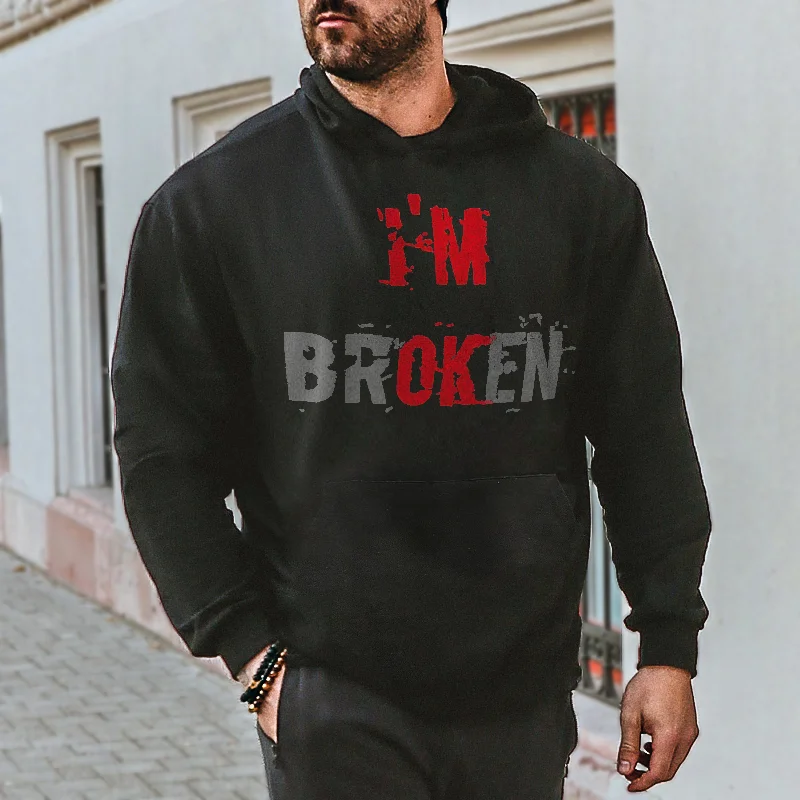 Livereid I'm Broken Printed Men's Hoodie - Livereid