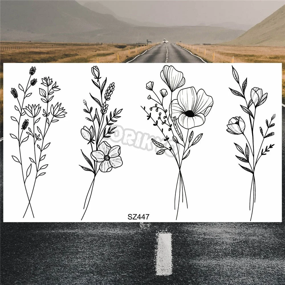 Minimalist Polar Bear Small Temporary Tattoos For Women Men Realistic Dandelion Hummingbird Fake Tattoo Sticker Forearm Tatoos