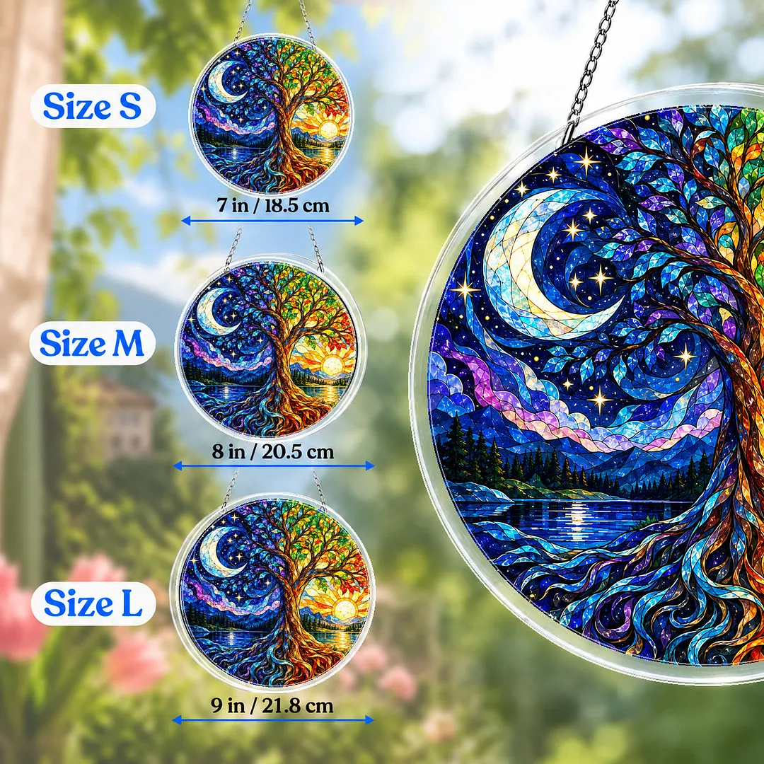 Sun & Moon Tree of Life Stained Glass Suncatcher Puzzle