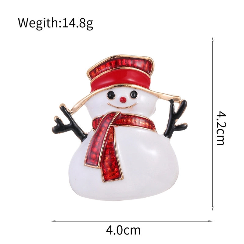 Cute Pin Gift Box Snowman Elk Zinc Alloy Enamel Plating Inlay Rhinestones Unisex Brooches