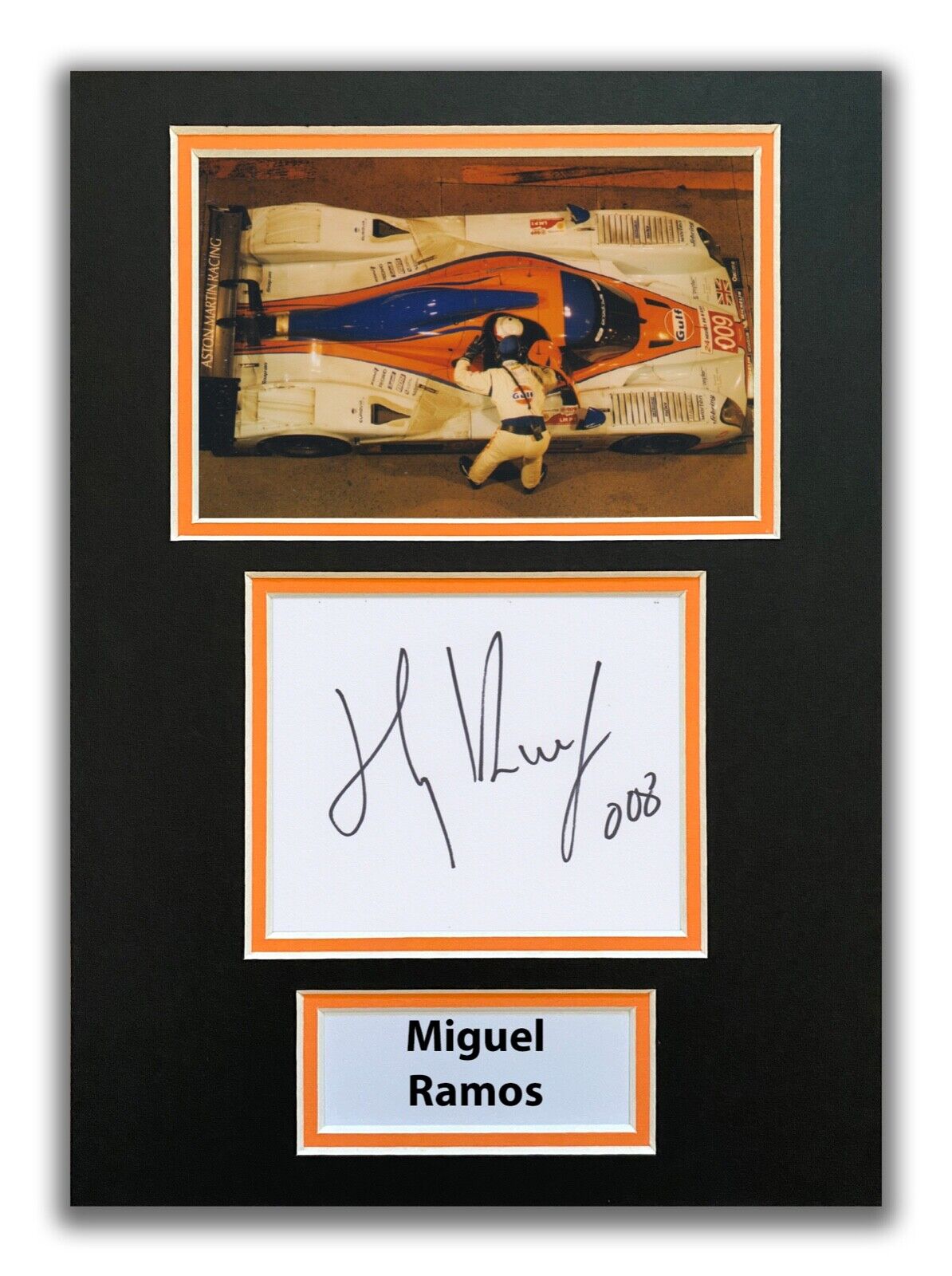 MIGUEL RAMOS HAND SIGNED A4 MOUNTED Photo Poster painting DISPLAY - ASTON MARTIN - LE MANS 1.