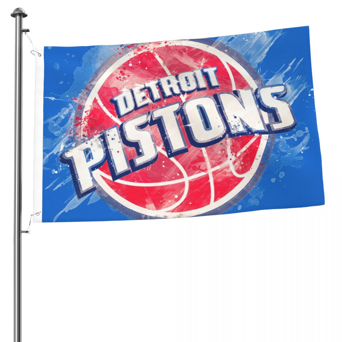 Detroit Pistons White Paint Brush Pattern 2x3FT Flag