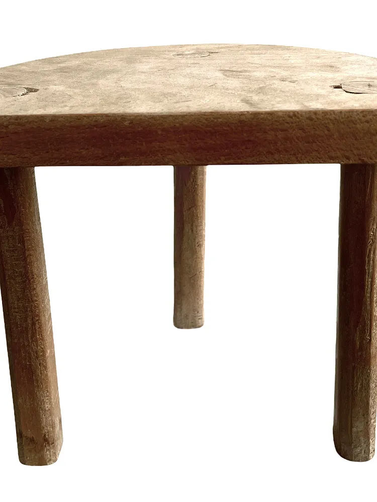 Vintage Stool French Wooden Wood Milking Chair Seat Kitchen Table Farm ...