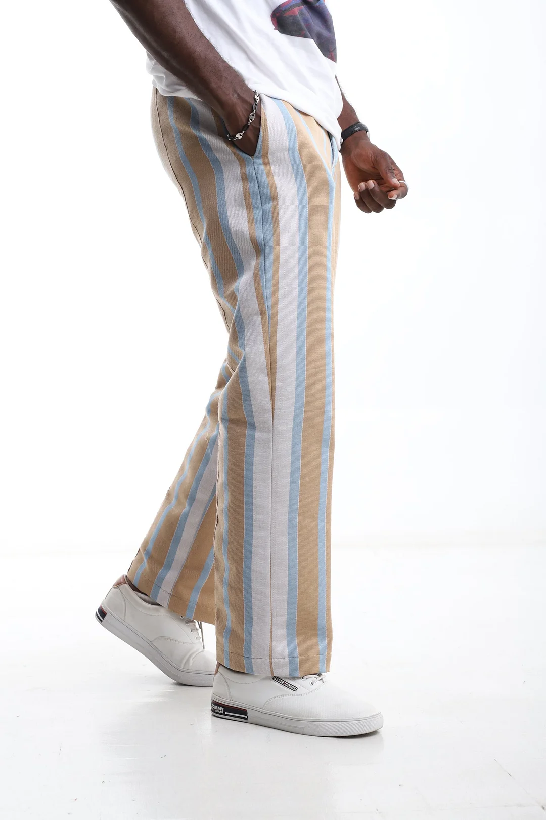 The Desert Sky Aso-Oke Striped Trousers-inspireuse