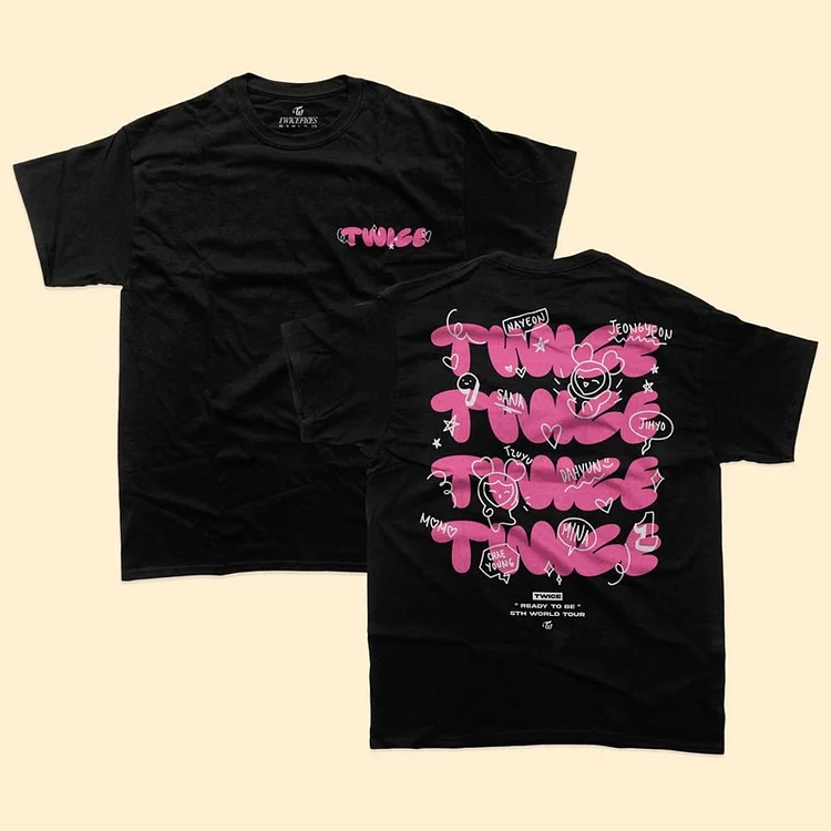 TWICE 5th World Tour READY TO BE Lovelys Doodle T-shirt