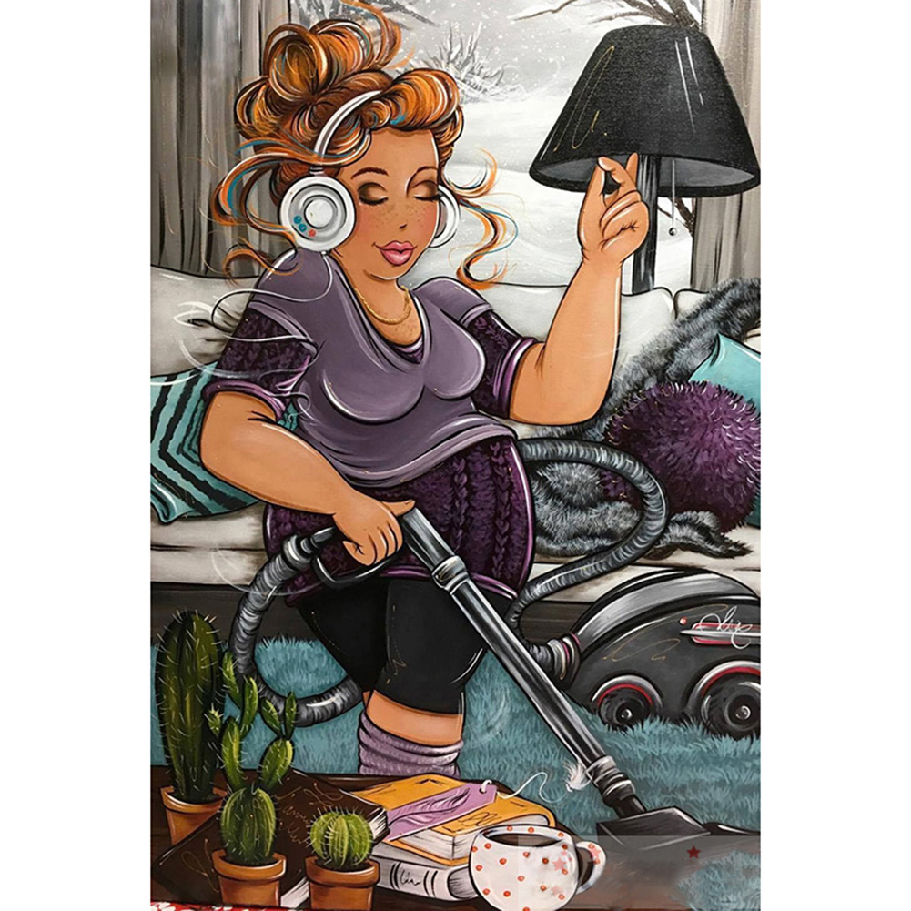 

30*40CM - Round Drill Diamond Painting - Fat Lady, 501 Original